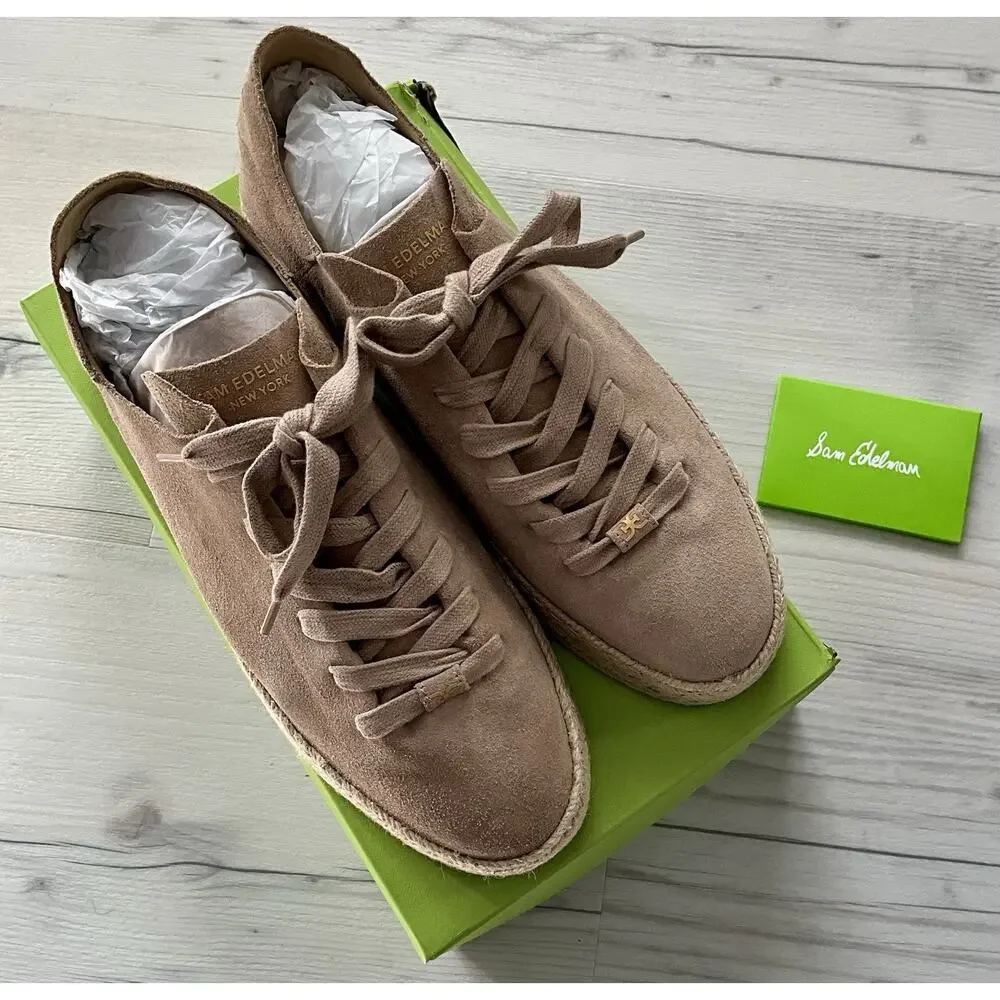 Sam Edelman Women's Poppy Jute Taupe Suede Sneaker Size 10 NIB